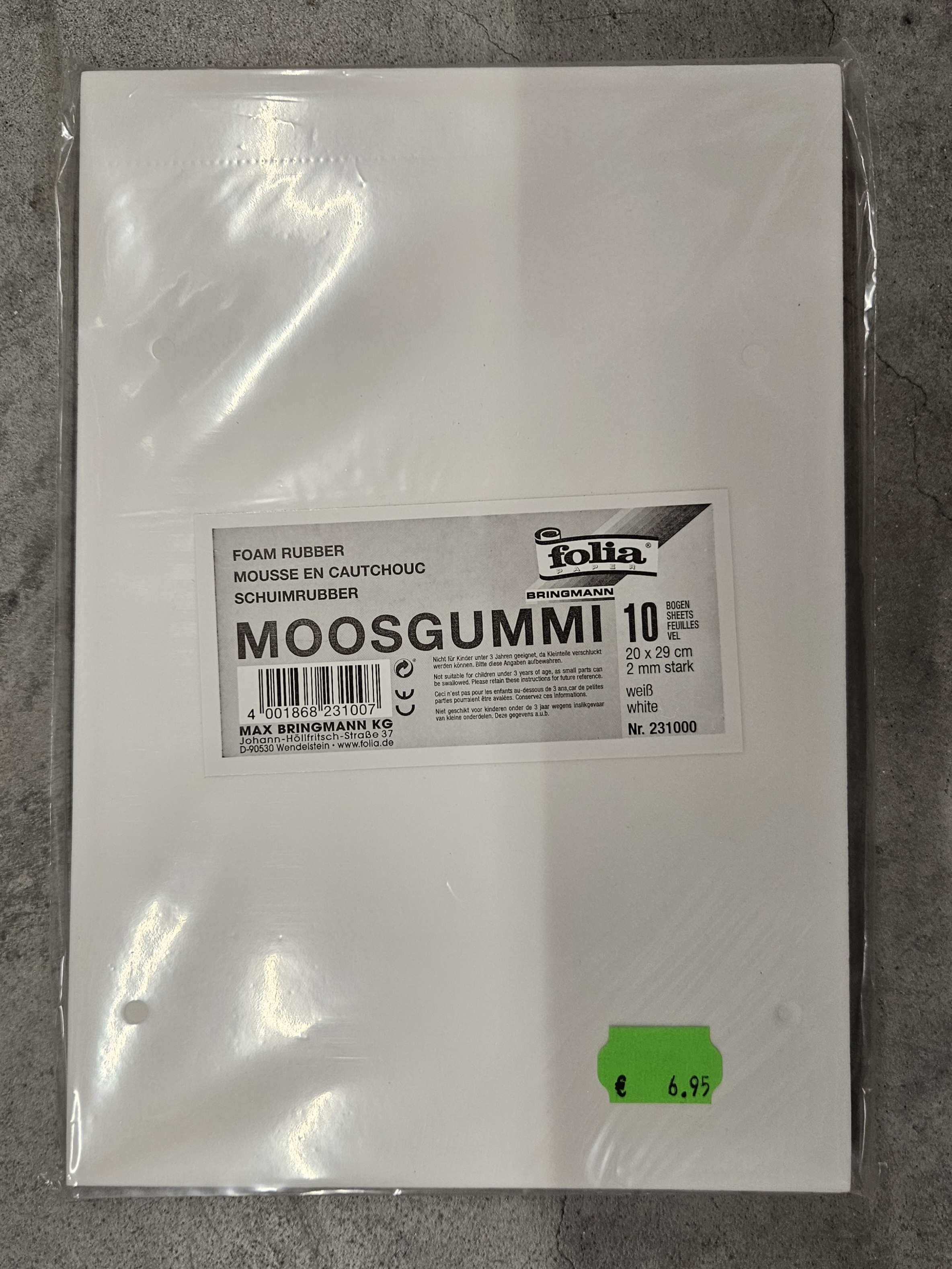 Moosgummi-Set, weiß, 10 Stück, 20 x 29 cm