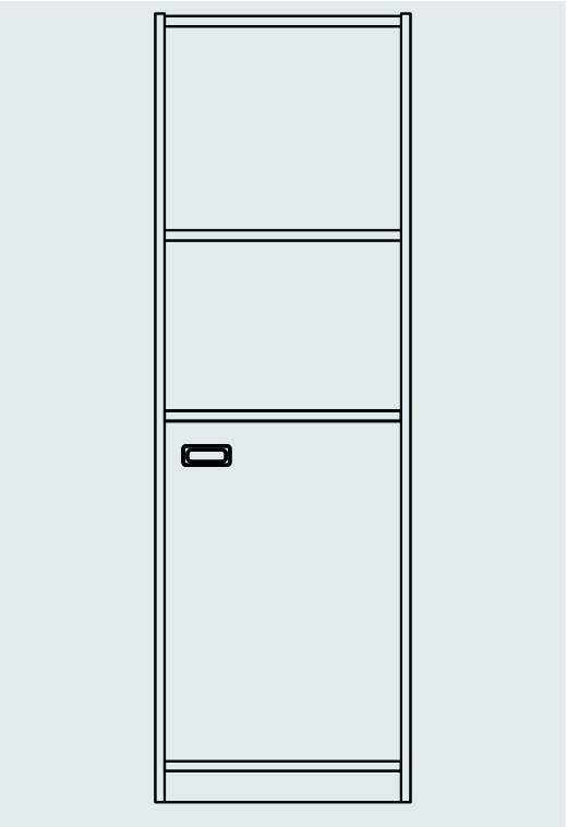Hochschrank - Tür rechts, 2 verstellbare Böden Hochschrank - Tür rechts, 2 verstellbare Böden