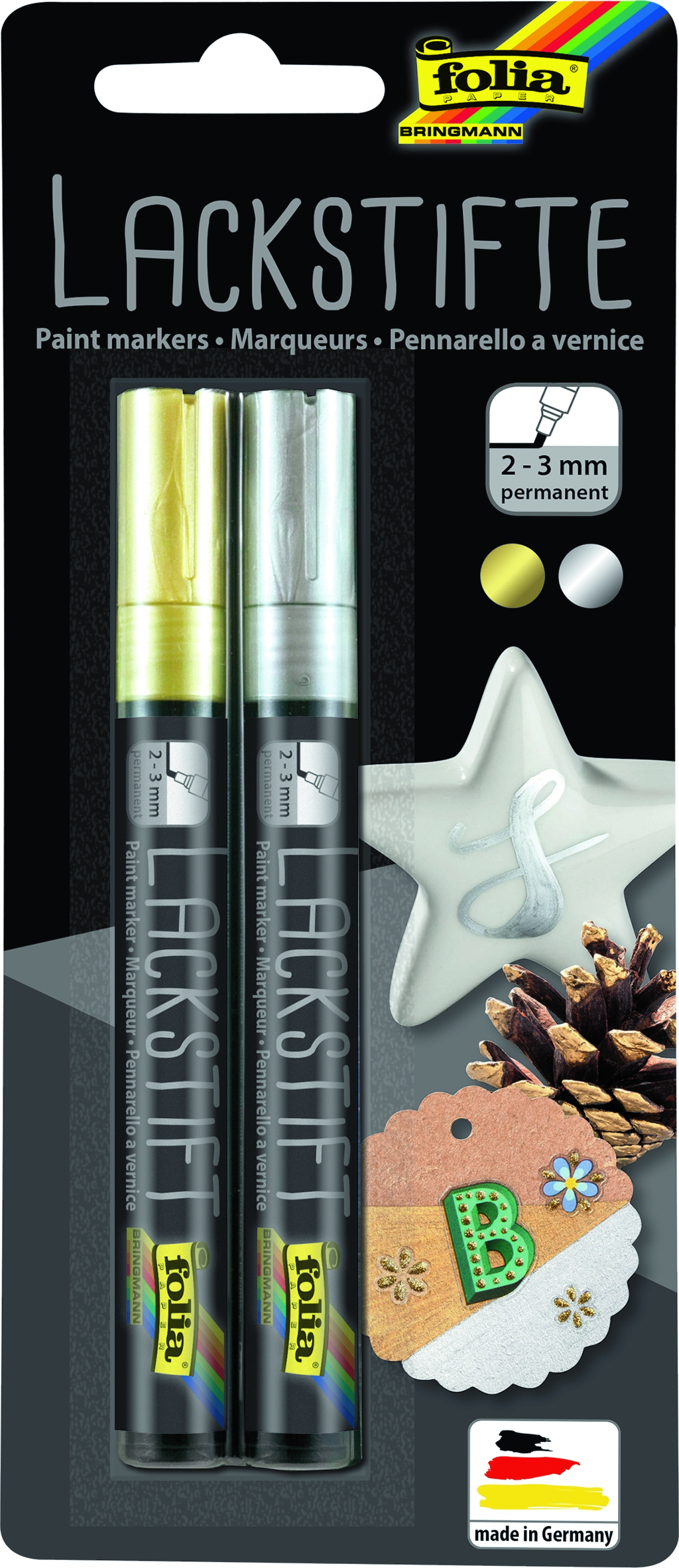 Lackstifte 2er-Set, 2-3 mm gold/silber Lackstifte 2er-Set, 2-3 mm gold/silber