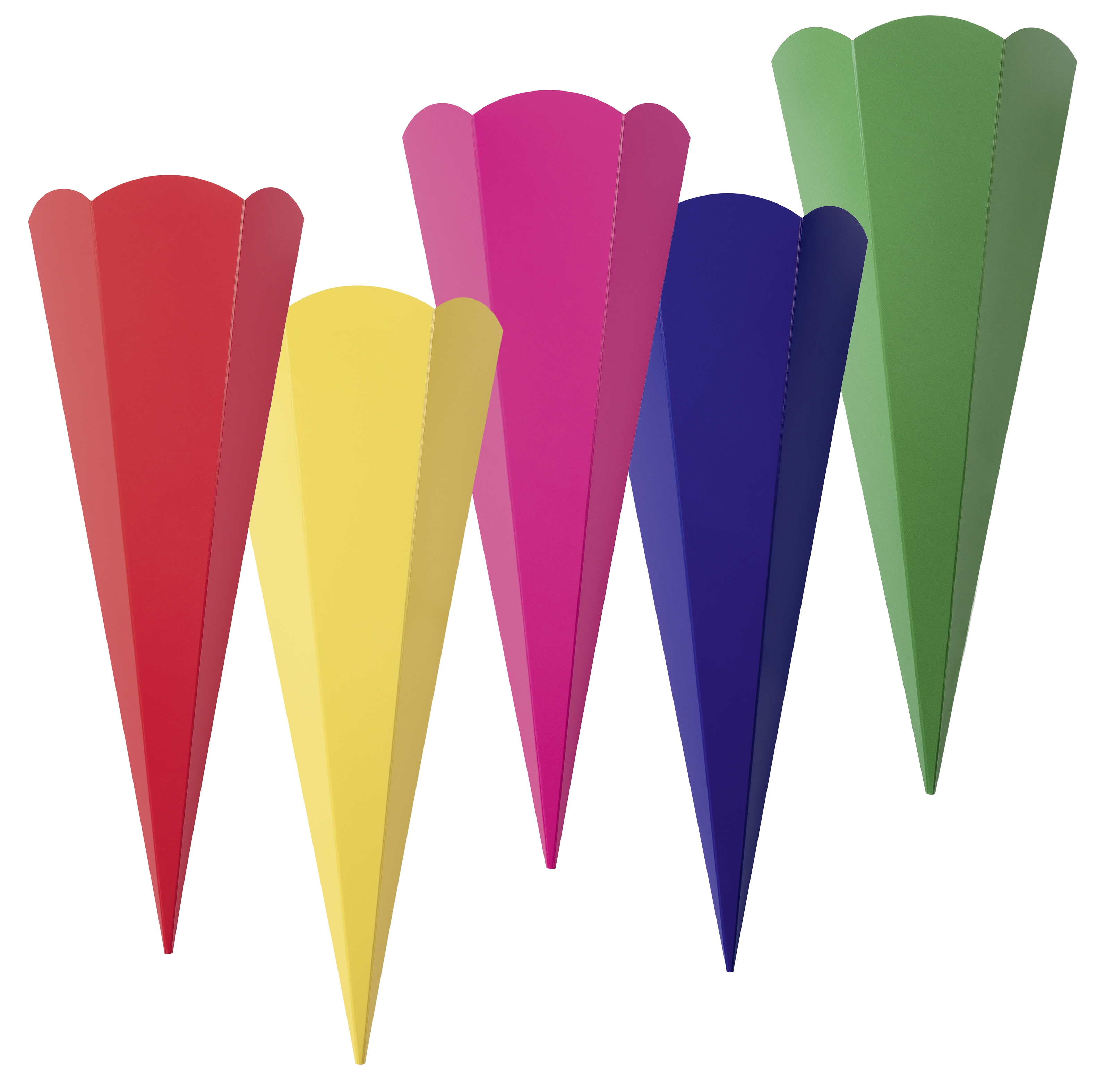 Schultüten, 5 Stück einer Farbe Schultüten, 5 Stück einer Farbe