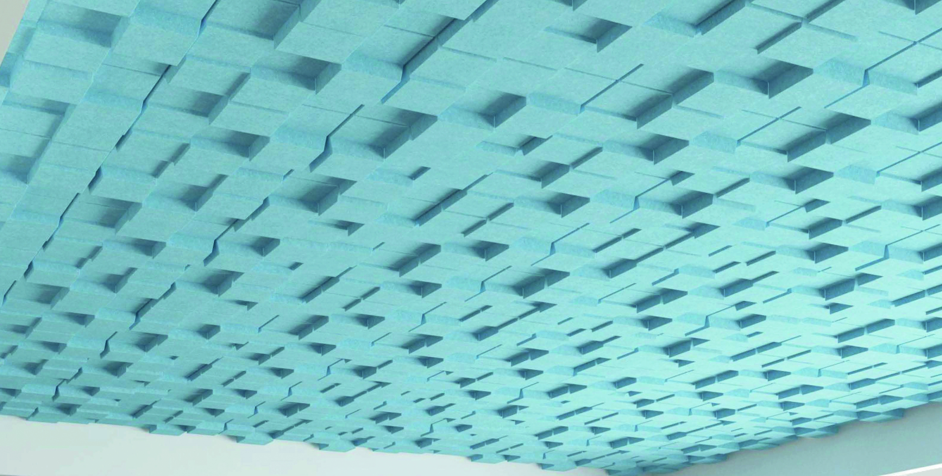 Akustik-Deckenabhängung, Deckenraster 3D Hellblau