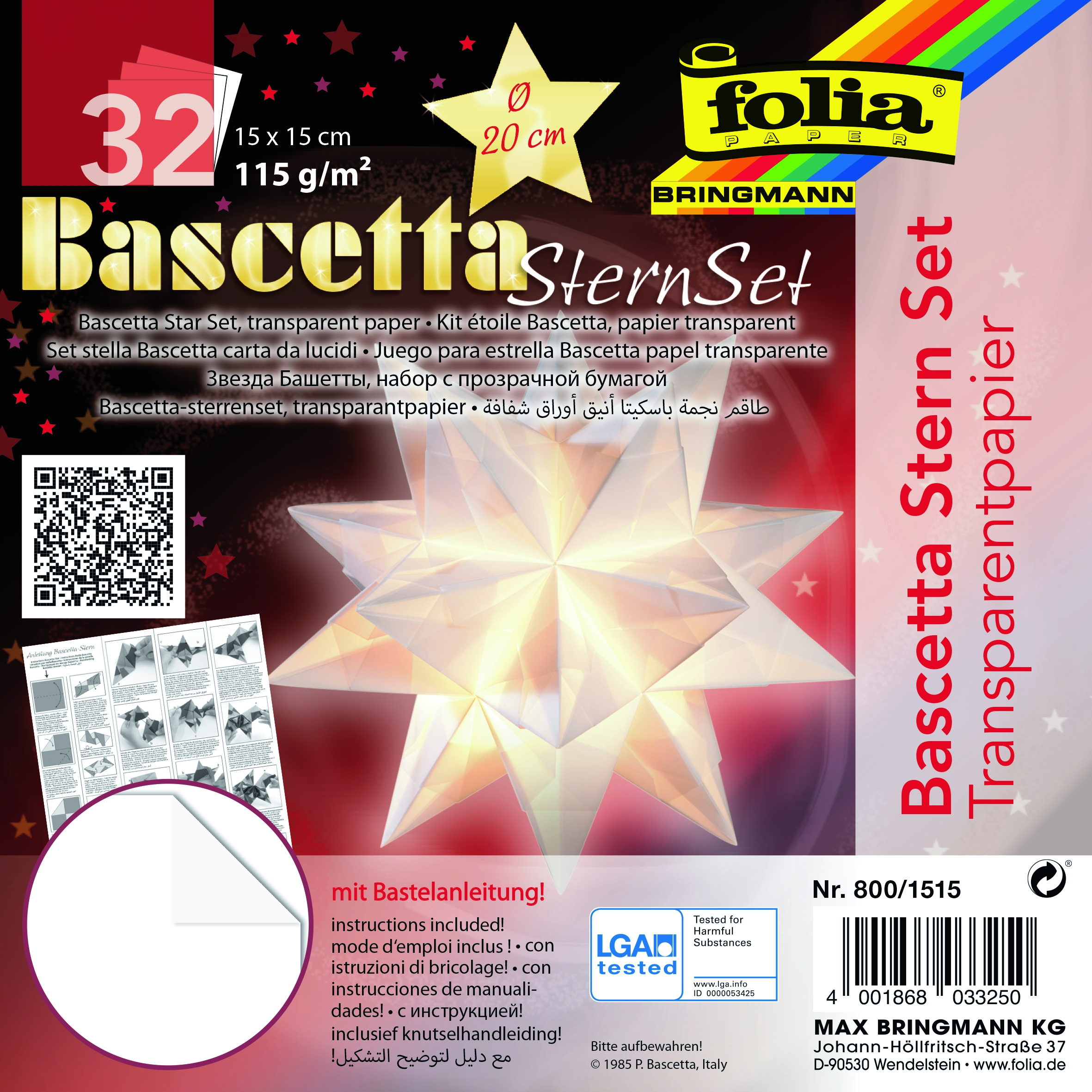Bascetta-Stern Set "Transparentpapier" weiß Bascetta-Stern Set "Transparentpapier" weiß