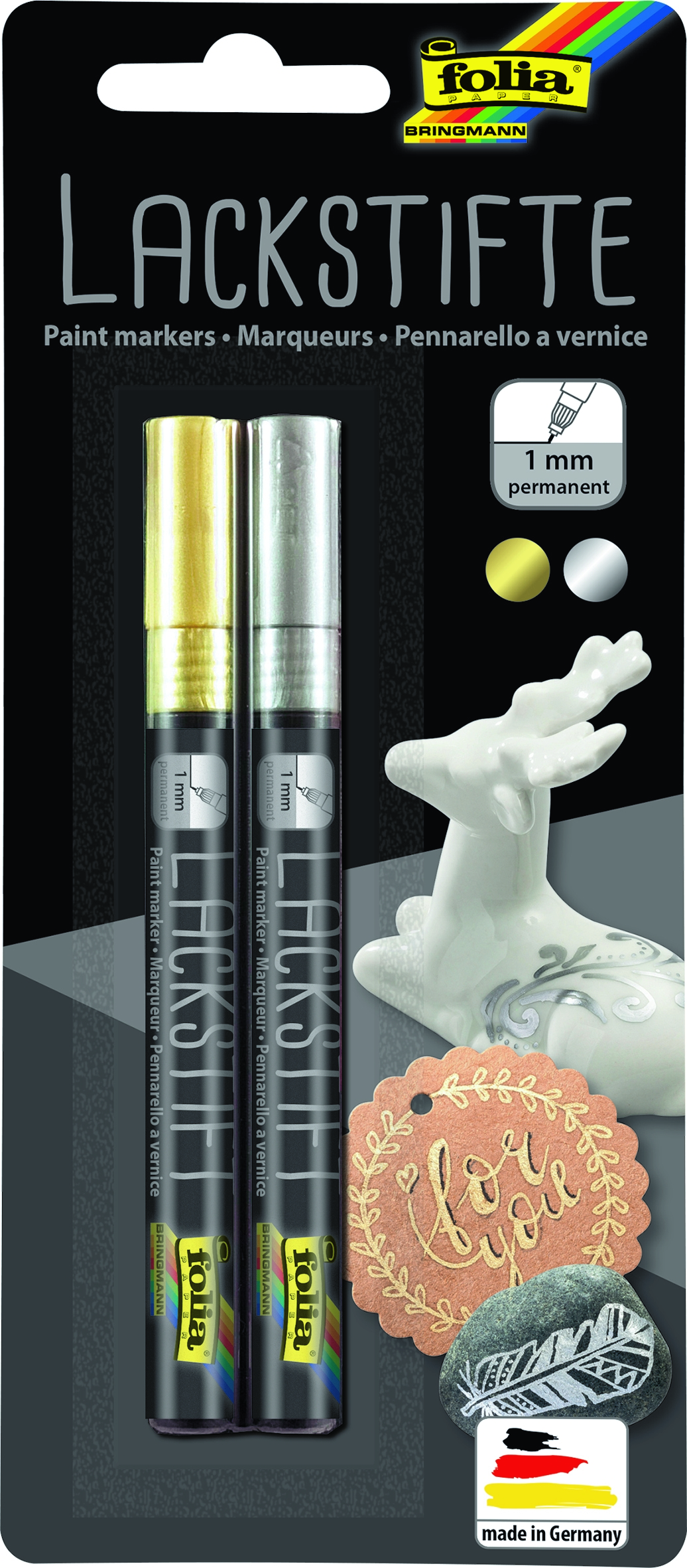 Lackstifte 2er-Set, 1 mm gold/silber Lackstifte 2er-Set, 1 mm gold/silber