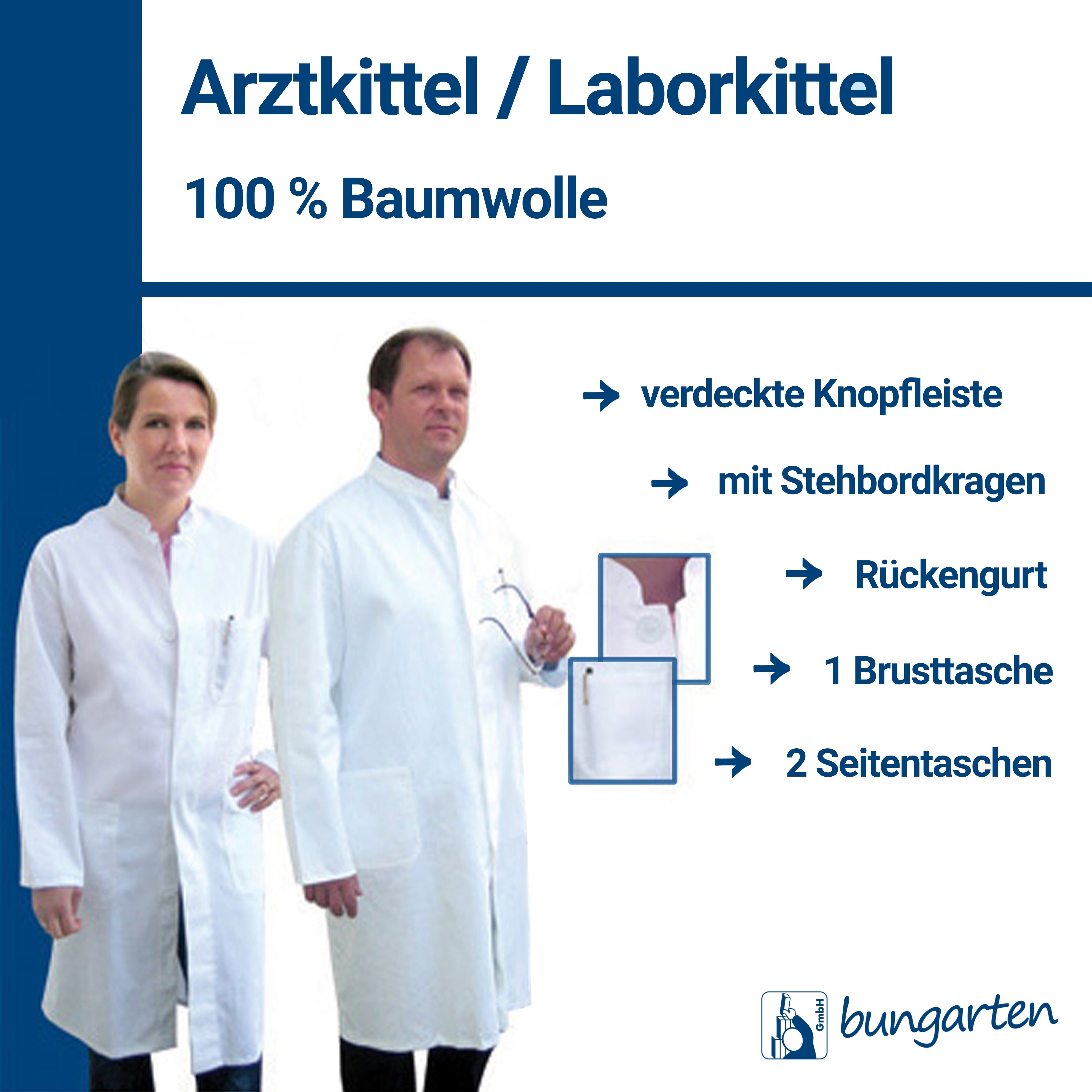 Arztkittel Laborkittel 100% Baumwolle Arztkittel Laborkittel 100% Baumwolle