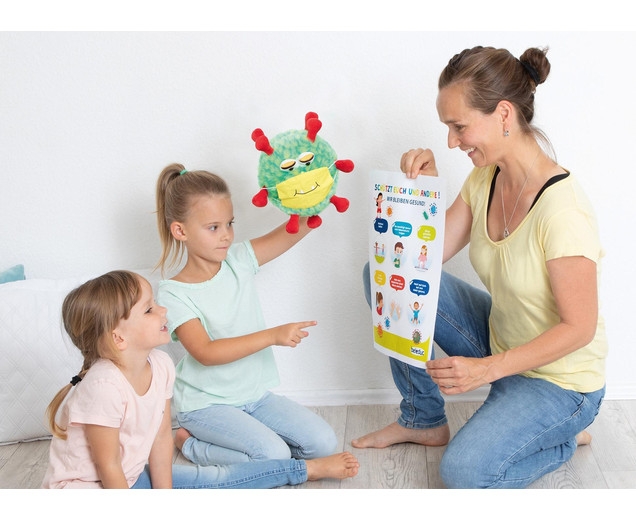 71d807f37b305a9a7c5c9af954695494a3ab5150 Handpuppe "Breezy" Virus- und Hygiene-Puppe