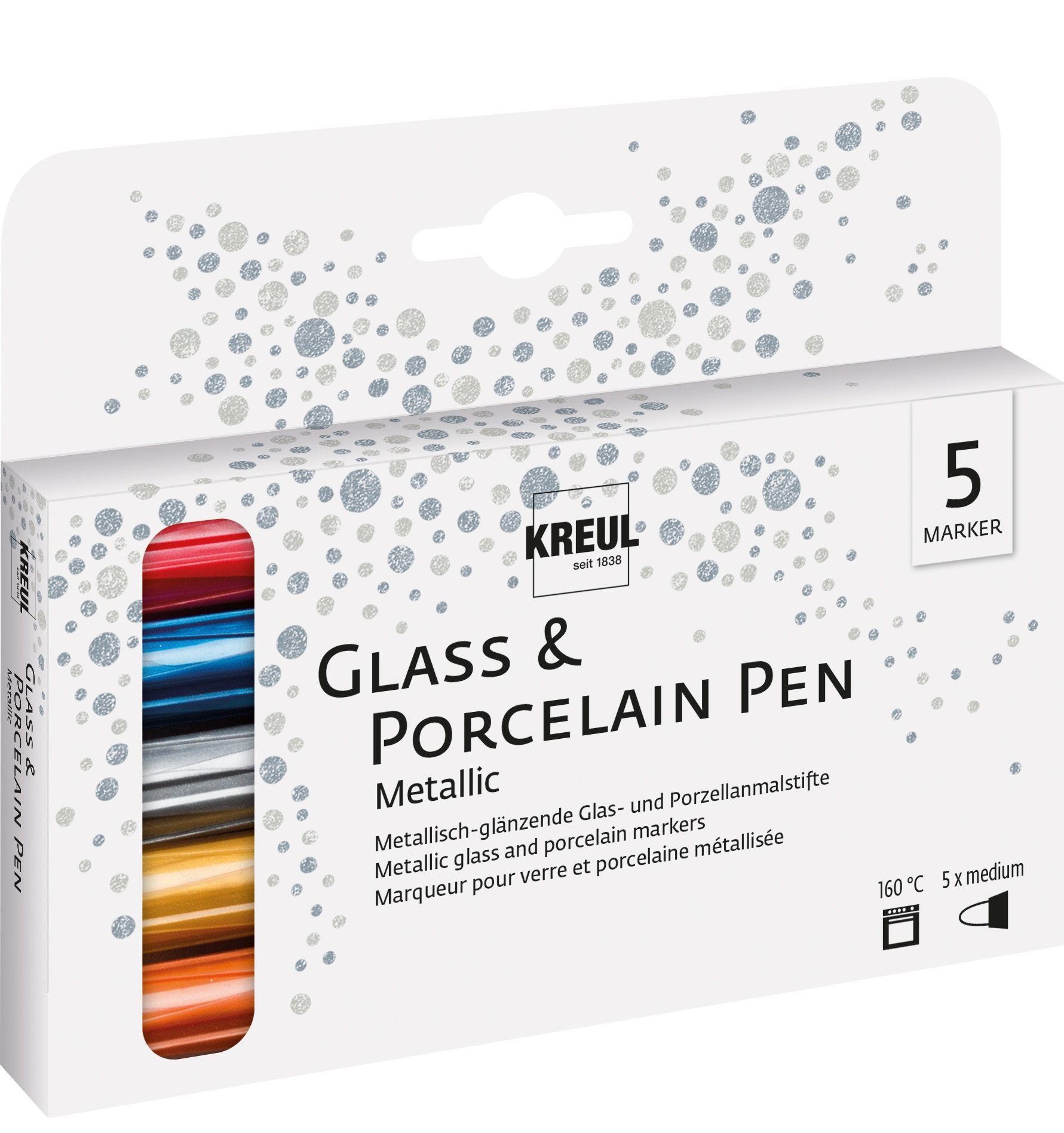 Glass & Porcelain Pen Metallic, 5er Set