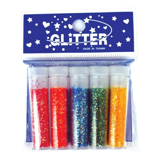 Glitter in Röhrchen, 5 Farben Glitter in Röhrchen, 5 Farben