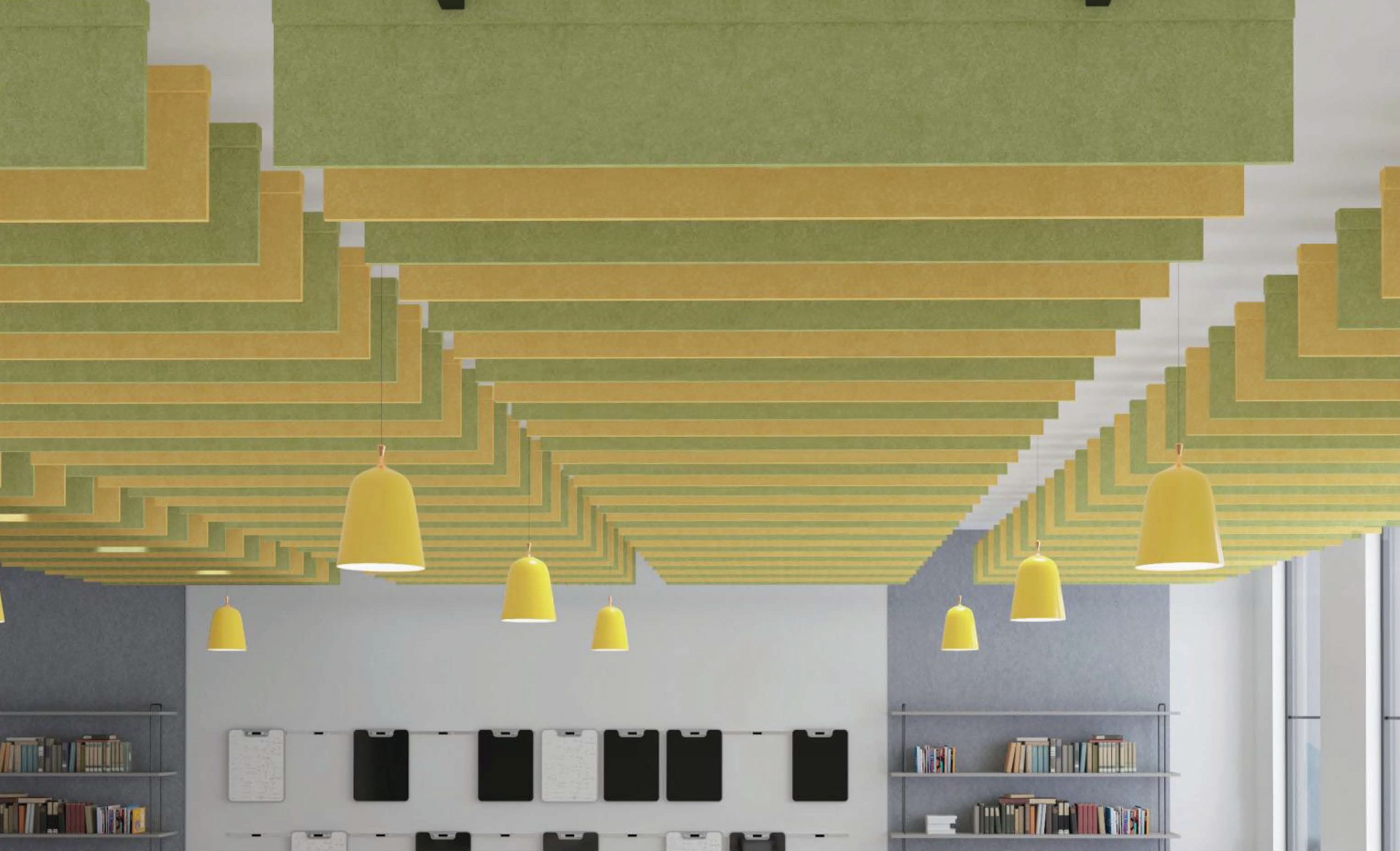 Akustik-Deckenabhängung Lineare Planken, Grün