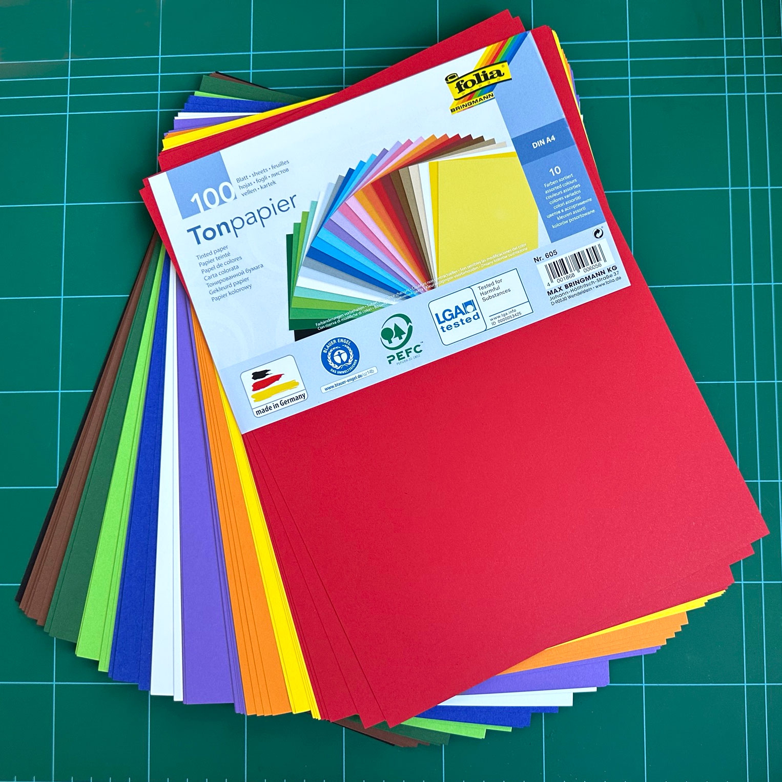Tonpapier 130 g, DIN A4 - 100 Blatt in 10 Farben
