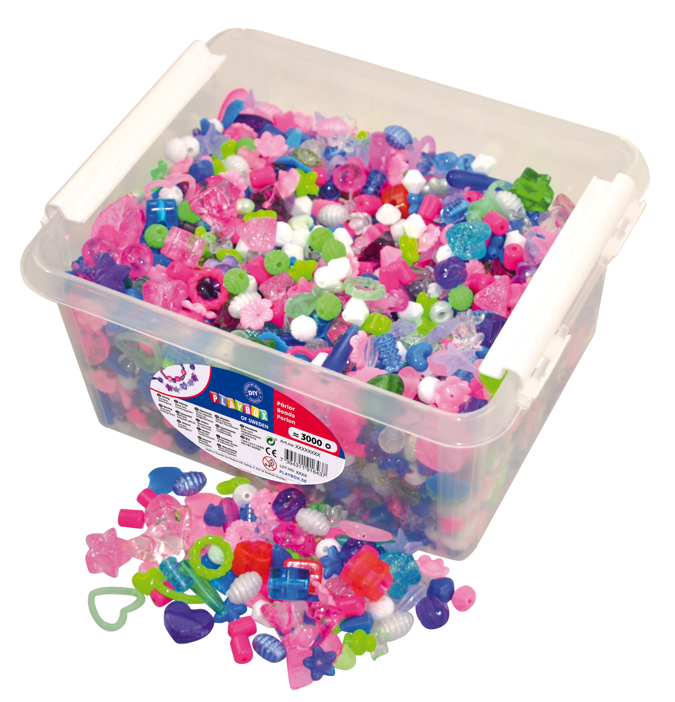 Kunststoff-Perlen in Box