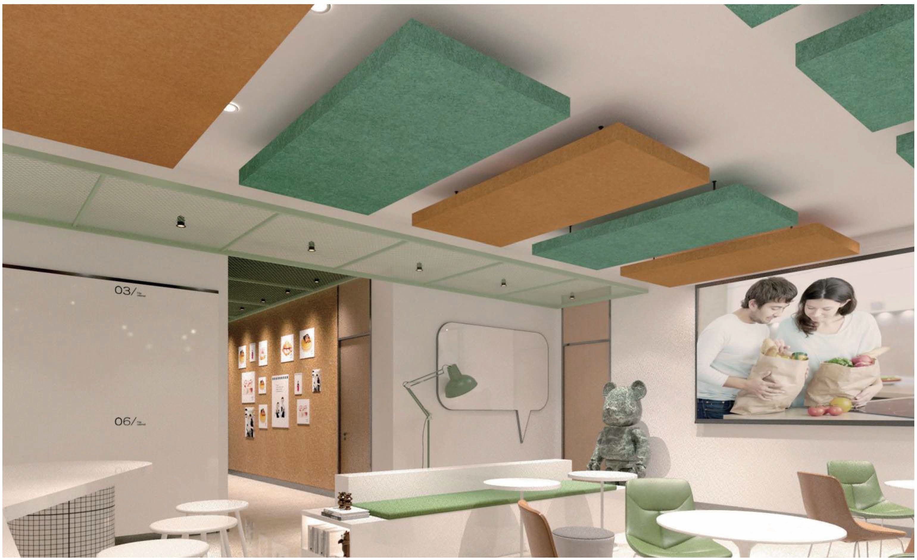 Akustik-Deckenabhängung, Rechteckform, weiß