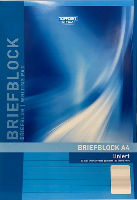 Briefblock A4, 50 Blatt liniert ohne Rand Briefblock A4, 50 Blatt liniert ohne Rand