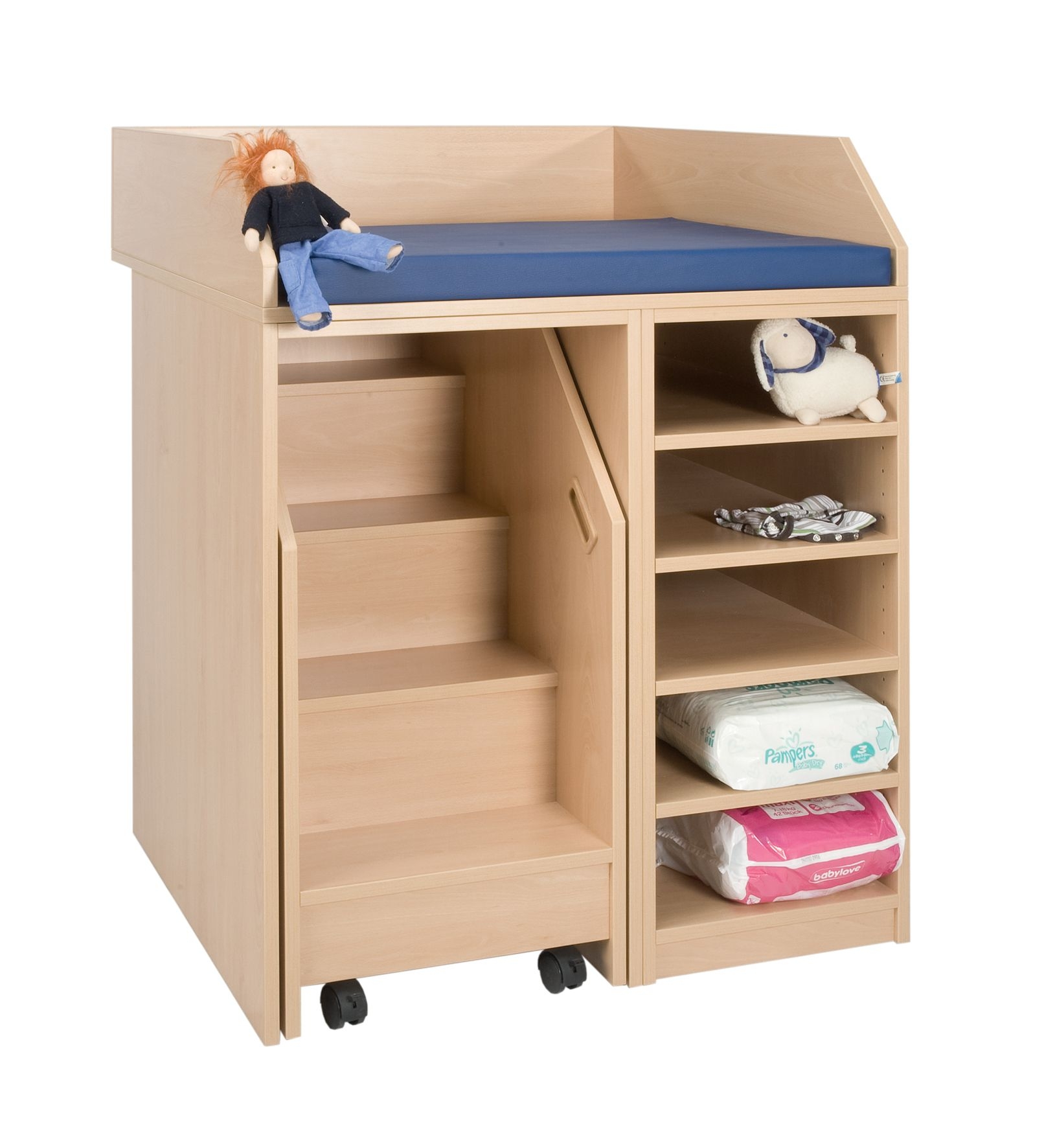 Wickelkommode mit Treppe und Regalschrank Wickelkommode mit Treppe und Regalschrank