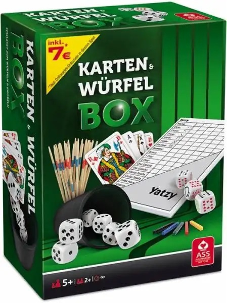 Karten und Würfelbox in Stülpschachtel Karten und Würfelbox in Stülpschachtel