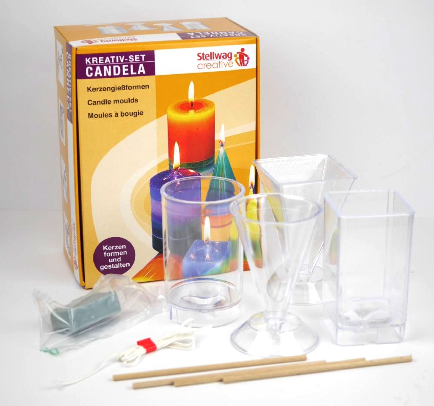 Kerzengießformen, 4er-Set mit Zubehör