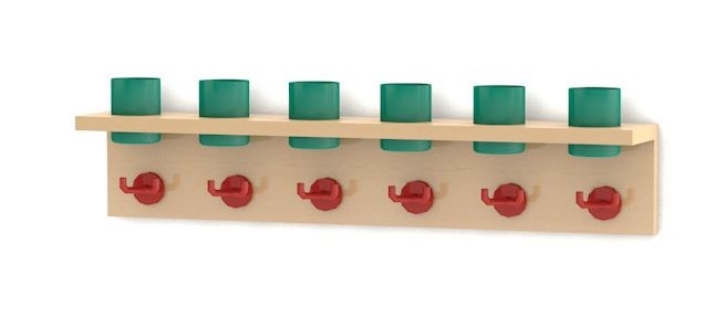 Waschraumleiste, als Winkelauflage mit Haken Waschraumleiste, als Winkelauflage mit Haken