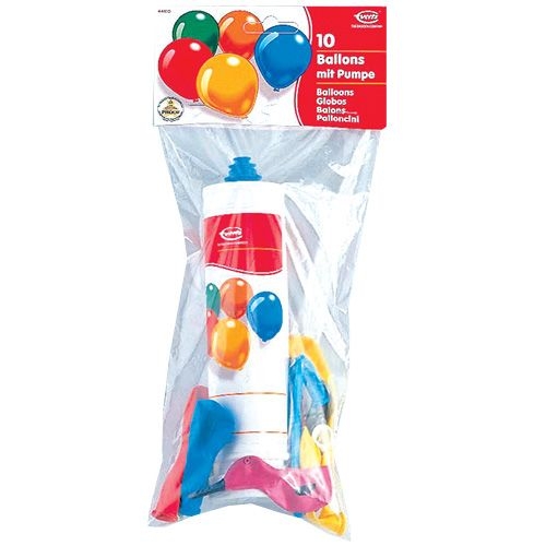 10 sortierte Ballons und Pumpe 10 sortierte Ballons und Pumpe