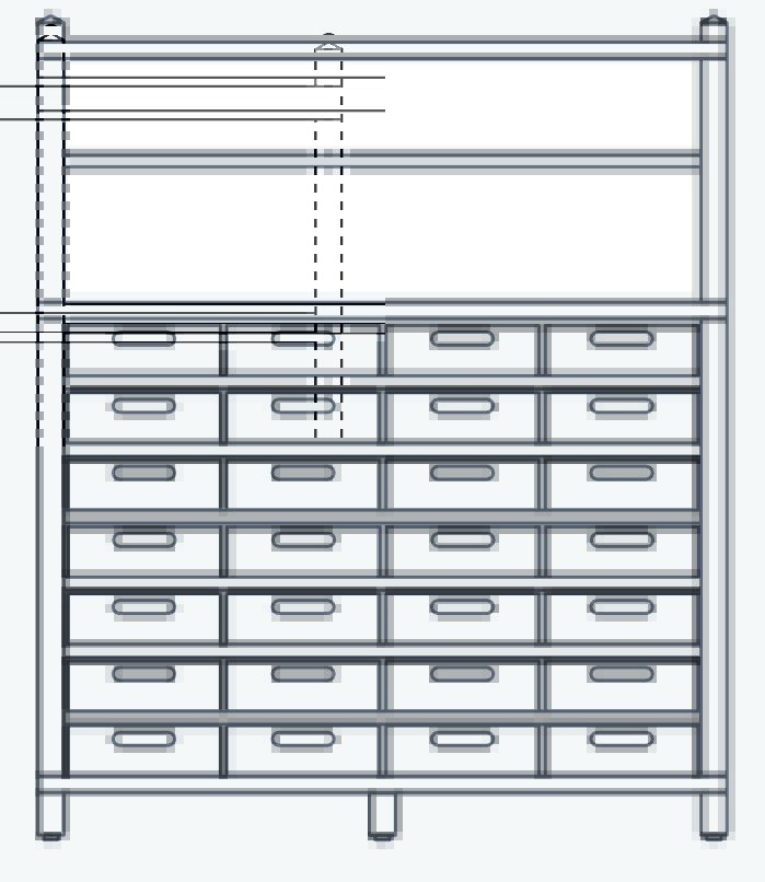 Hochschrank 28 Eigentumskästen unten,Regal oben Hochschrank 28 Eigentumskästen unten,Regal oben