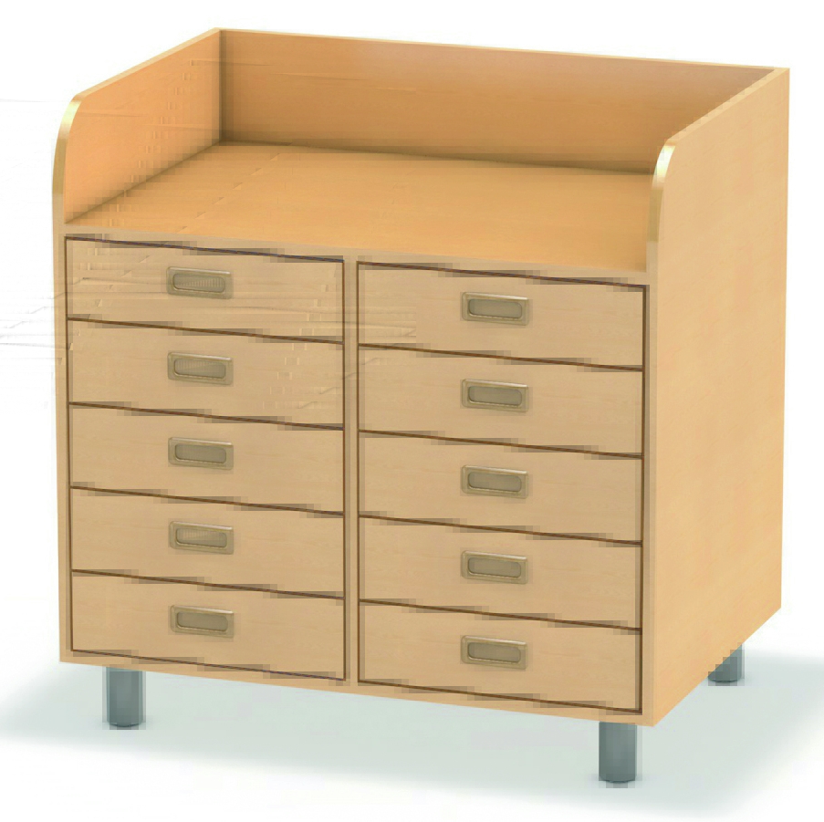 Wickelkommode mit Stellfüßen, 2 x 5 Schübkästen Wickelkommode mit Stellfüßen, 2 x 5 Schübkästen