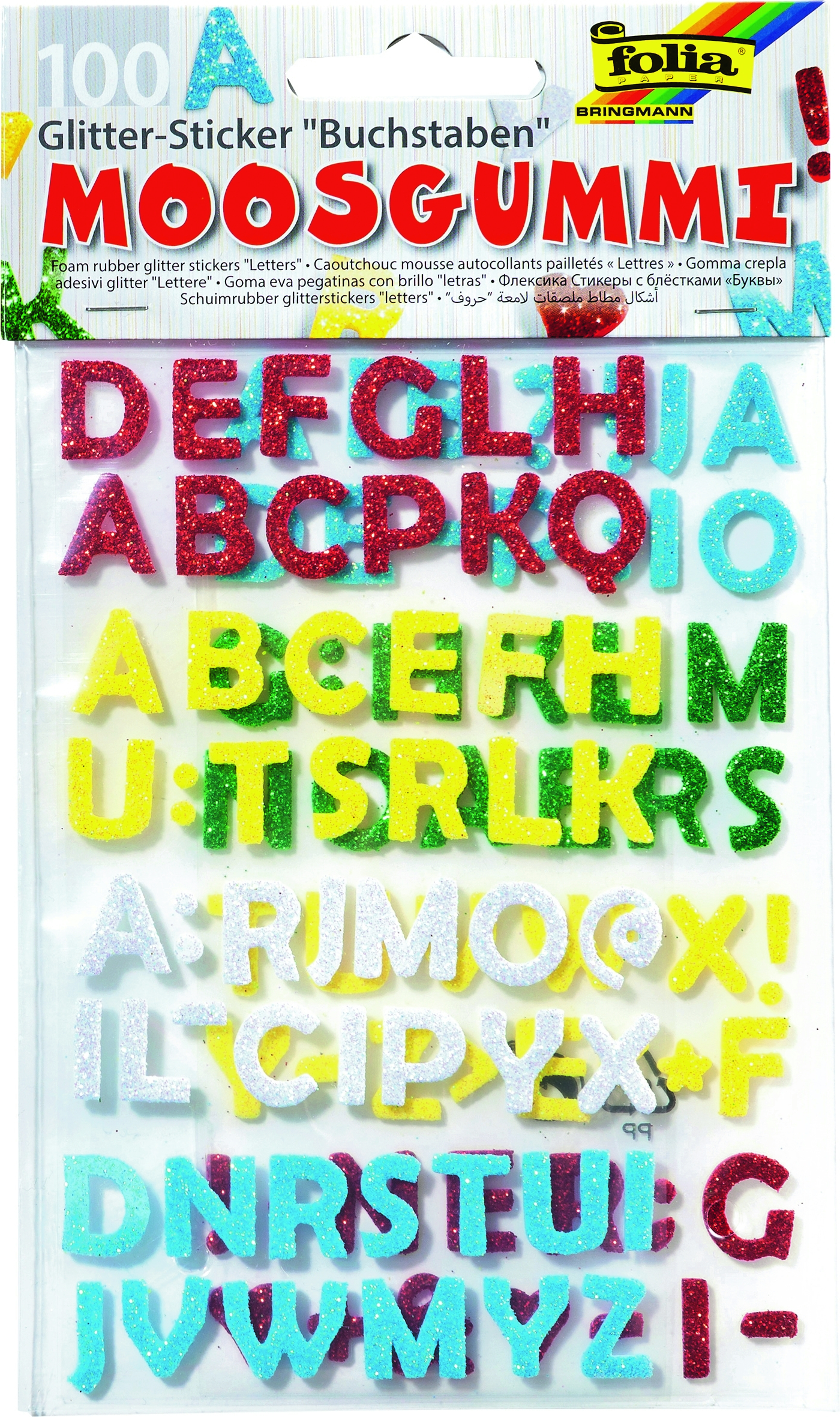 Moosgummi Glitter-Sticker, Buchstaben